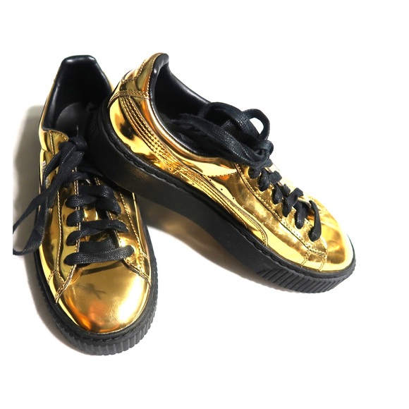 metallic gold puma sneakers